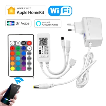 WIFI Prepínač RGB Controller Pracovať S Apple Homekit Siri Hlasové Ovládanie Napájací Adaptér, IR Diaľkové ovládanie Pre LED Pásy Svetla, DC 12V