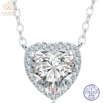WUIHA 18K Biele Zlato Srdce Rez 2CT Sapphire Kamene, Náhrdelníky Výročie Darček 925 Sterling Silver Jemné Šperky Drop Shipping