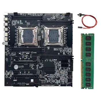 X99 Dual-základná Doska Socket LGA2011-3 Dual CPU Podpora RECC DDR4 Pamäte s DDR4 4GB 2666Mhz RAM Pamäť+Switch Kábel
