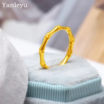 Yanleyu Luxusné 18K Zlata Farba Tvorivé Bambusu Krúžok Titánové Ocele Non-vyblednutiu Prst Prstene pre Ženy Zapojenie Svadobné Šperky