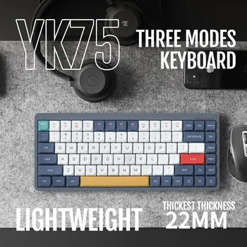 YK75 Mechanické Klávesnice Jedno Biele Osvetlenie Bluetooth 5.0 Bezdrôtový Tri Režim Pre windows A Mac Systém