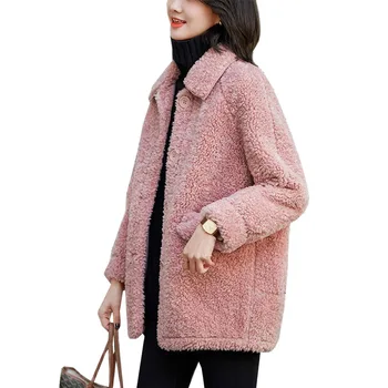 Zimné Nové 2022 Žien Napodobniť ovčej vlny Bunda Ženy Kabát Polovice Dlho Velvet Zahustiť Kvalitné Teplé Ženy Outwear Topy
