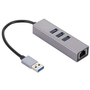 Zliatina hliníka USB Sieťová Karta Gigabit 3 3.0 Port ROZBOČOVAČA USB Na RJ45 Gigabit Sieťová Karta Ethernet Adaptér