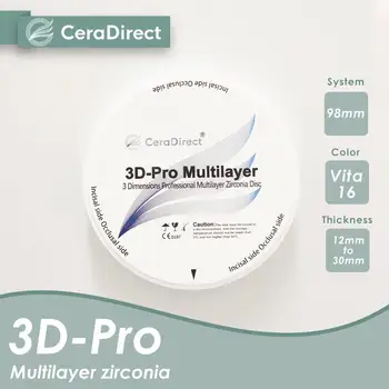 【828] vyzýva Ceradirect 3D Pro Viacvrstvových Zirconia Otvorený Systém(98mm)--pre Zubné Laboratórium CAD/CAM